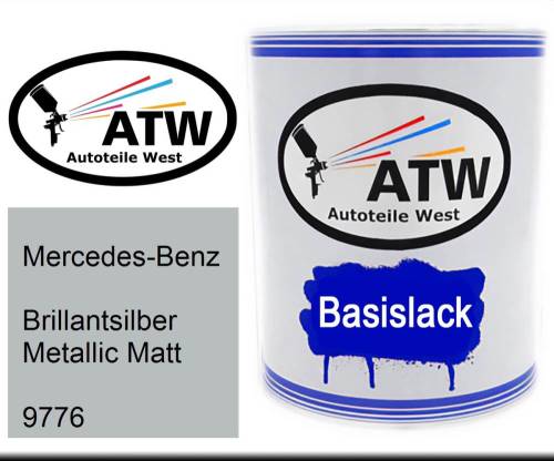 Mercedes-Benz, Brillantsilber Metallic Matt, 9776: 1L Lackdose, von ATW Autoteile West.